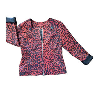 Isabel Red Vintage Leopard Jacket Women’s Small Full Zip Animal Print Lined